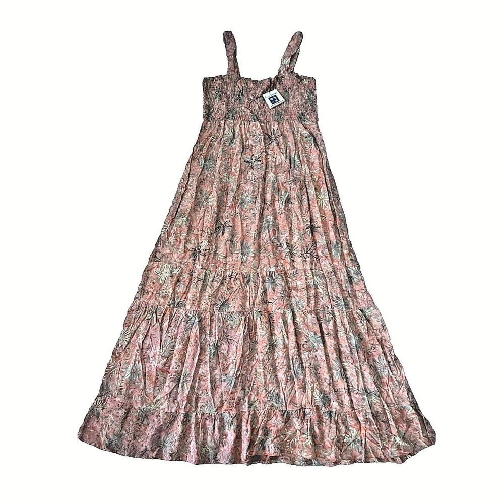 Batik Bali Hand Painted Beaded Maxi Dress Coral XL New with Tags - Picture 2 of 4